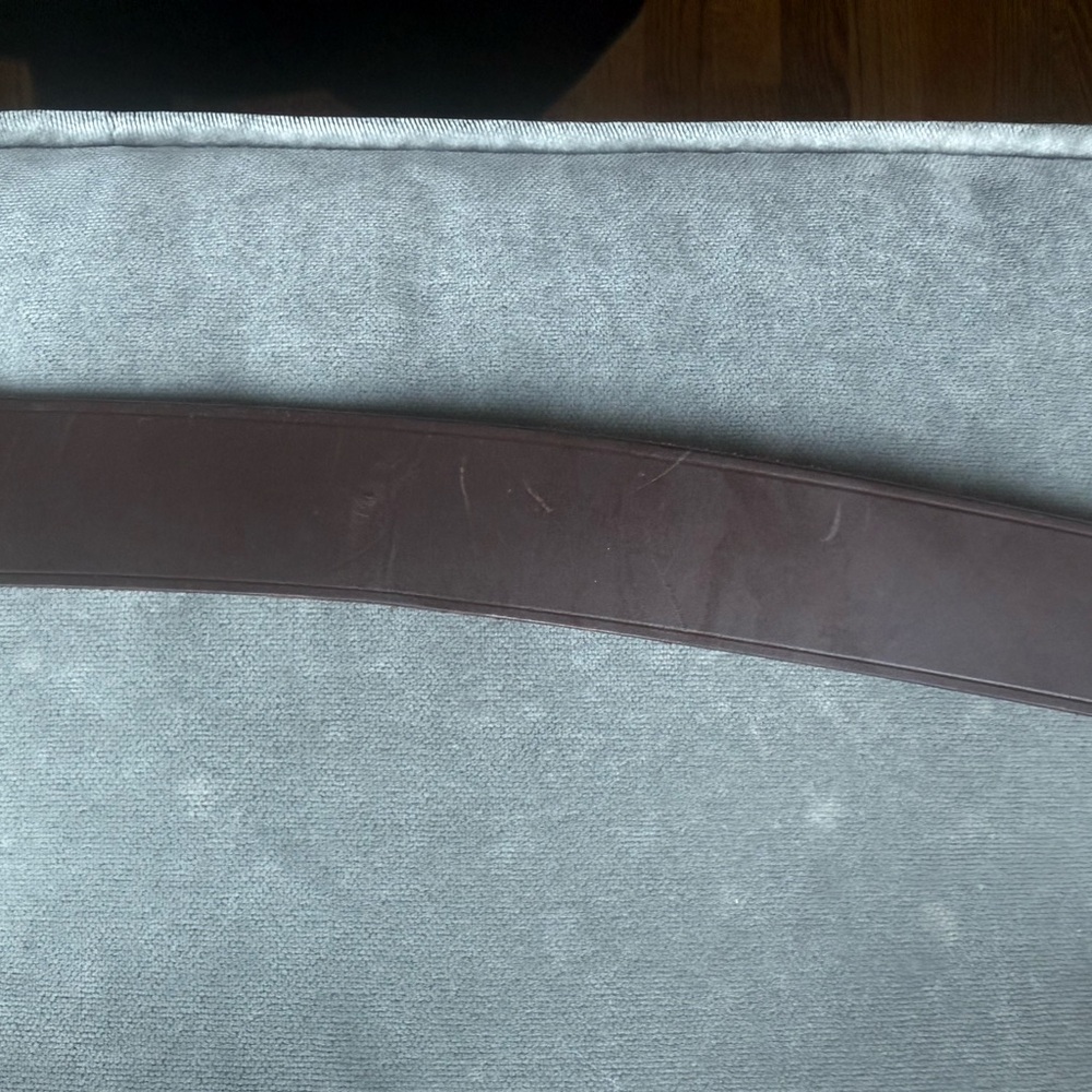 Nili Lotan Chocolate Leather Belt with Gold Buckle - Picture 3 of 8